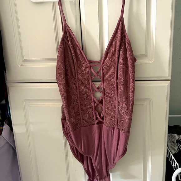 Tops - Lace/Nylon Rose Bodysuit